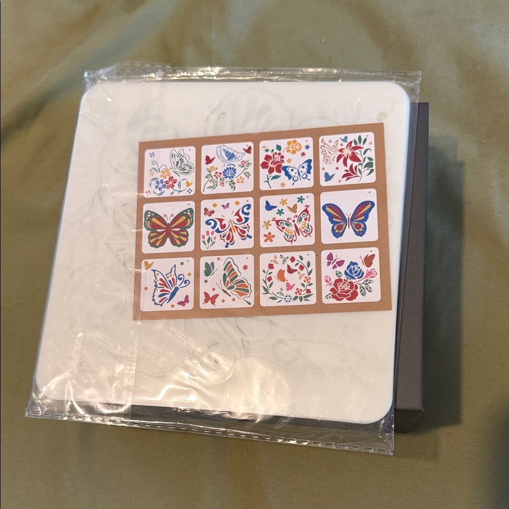 Butterfly & Floral Paint Stencils on White Card